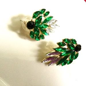 Jewel-toned Rhinestone pierced Earrings